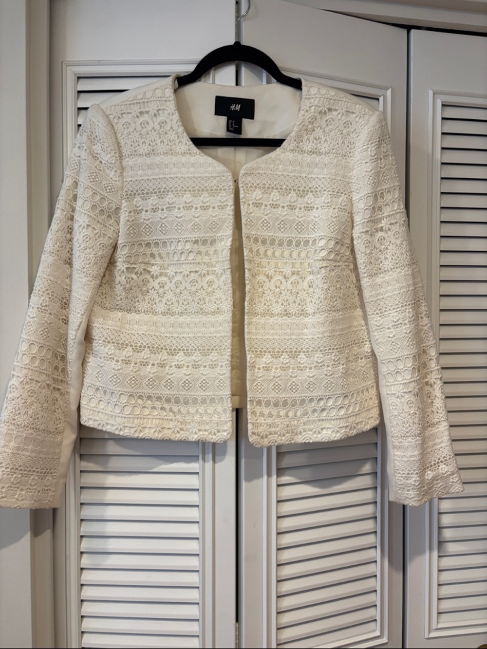 Crochet Lace Open-Front Blazer